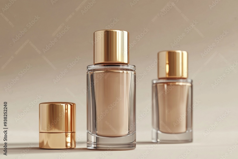 Luxurious cosmetic packaging bottles created with generative AI Luxurious cosmetic packaging bottles created with generative AI