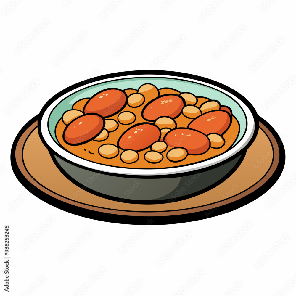 Rustic Cassoulet Plate - Hearty French Stew on White Background Rustic Cassoulet Plate - Hearty French Stew on White Background