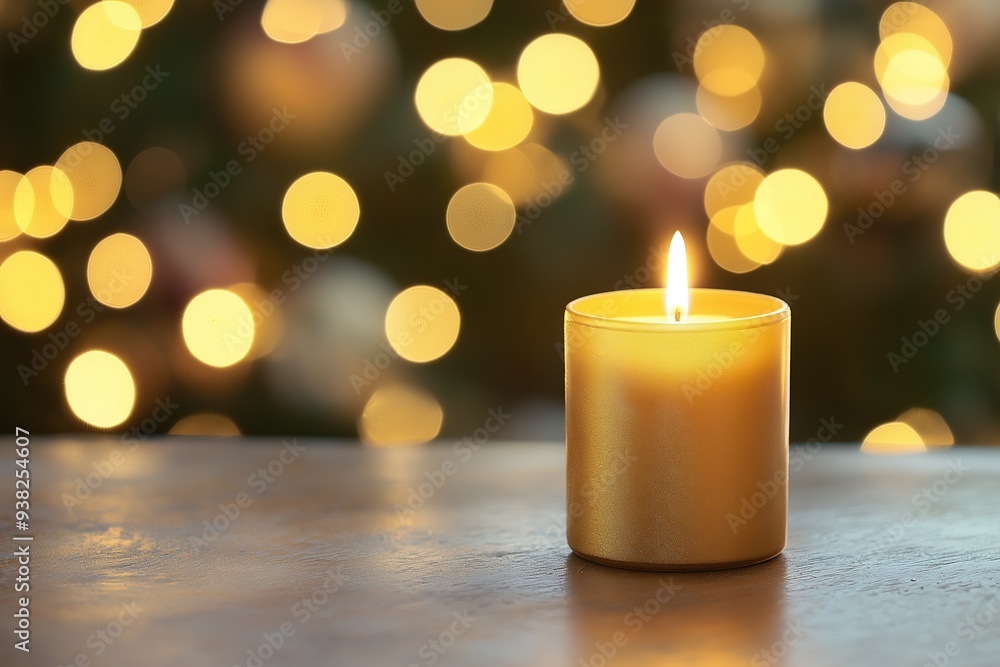 Christmas Candlelight in Slow Motion with Golden Bokeh Background Christmas Candlelight in Slow Motion with Golden Bokeh Background