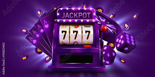 Slot machine wins the jackpot. 777 Big win concept. Online Casino jackpot.
