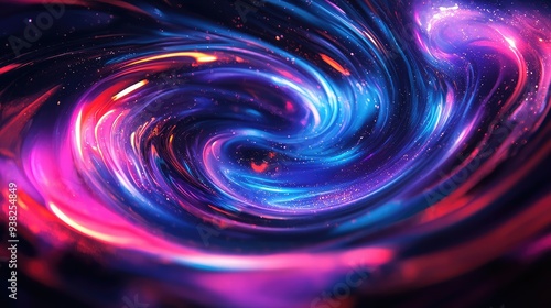 A swirl of liquid light in a dark background, featuring vibrant neon colors and fluid, dynamic motion.