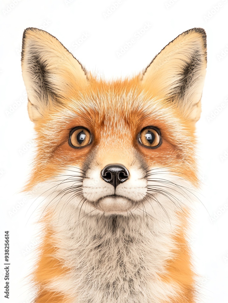 Obraz premium Image in realistic style, fox looking forward focus at some object.