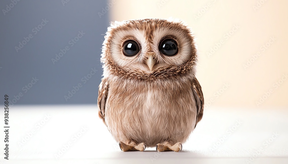 Cartoon image of cute owl, be big eyes on a bright background. Cartoon image of cute owl, be big eyes on a bright background.