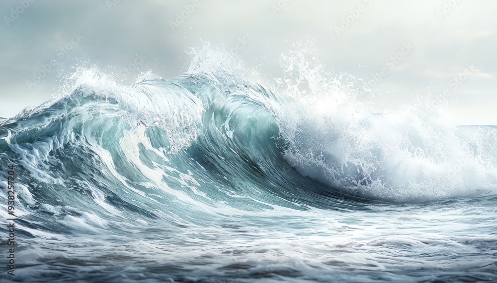 Powerful ocean wave crashing in the sea with white foam and blue water. Powerful ocean wave crashing in the sea with white foam and blue water.