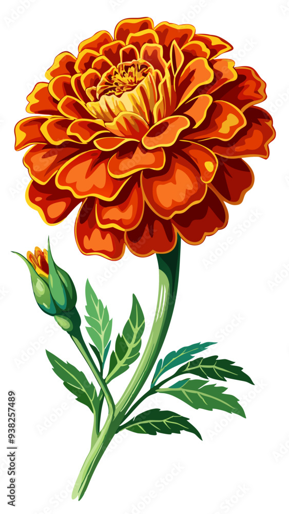 Marigold flower isolated on white, Marigold illustration, Marigold flower vector Marigold flower isolated on white, Marigold illustration, Marigold flower vector