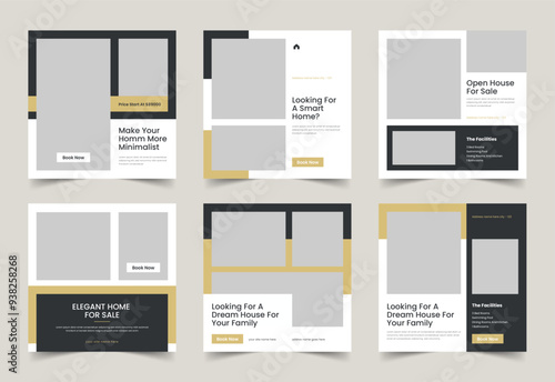 Real estate house property sale social media post, Open House banner, just sold, listing banner