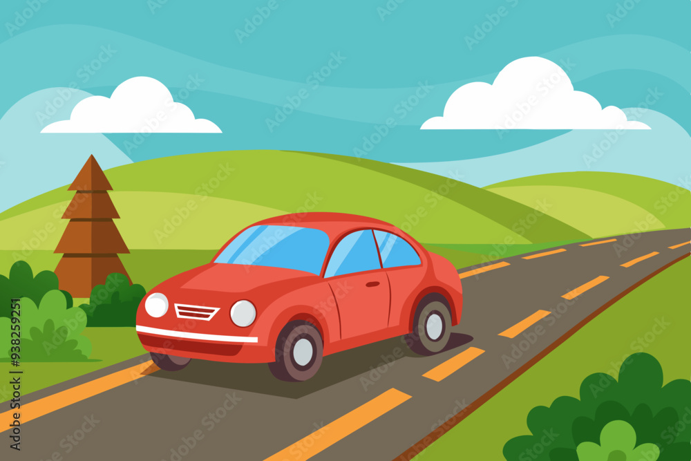 Fototapeta premium The car is on the road vector