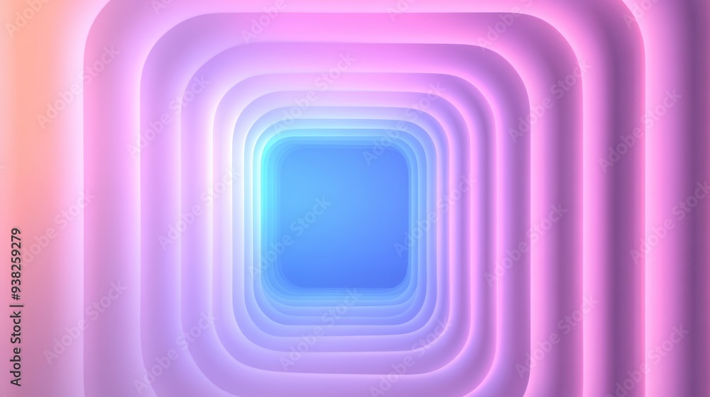 A blue square is in the middle of a pink and purple tunnel A blue square is in the middle of a pink and purple tunnel