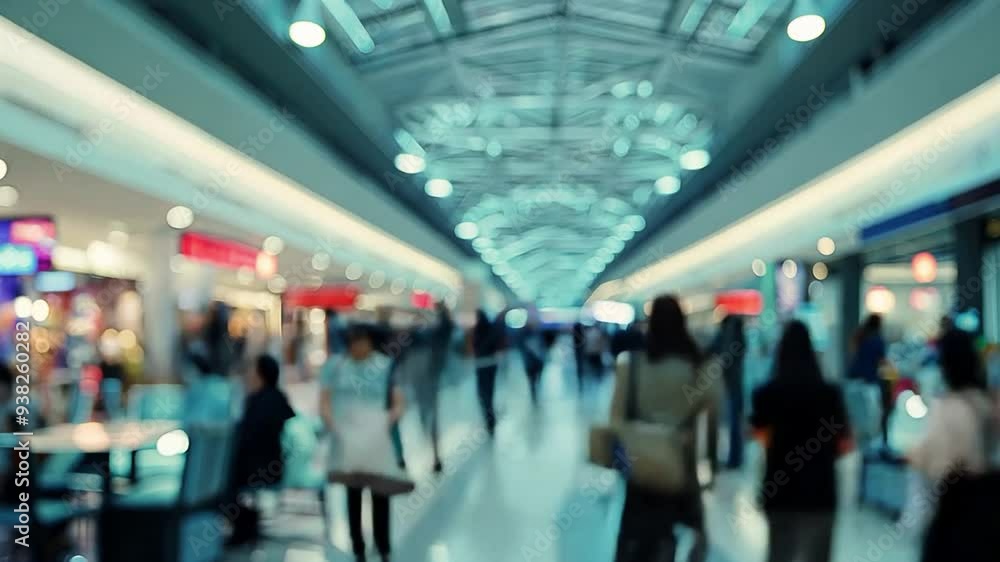 Time-lapse recording of many people walking through a shopping centre and shopping. Time-lapse recording of many people walking through a shopping centre and shopping.