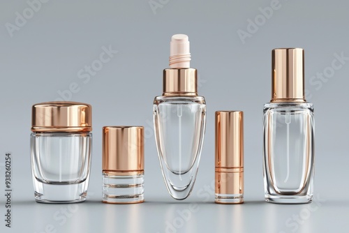 Luxurious cosmetic packaging bottles created with generative AI