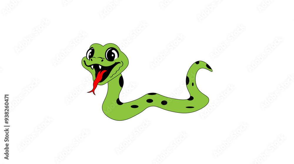 Vector illustration of a cartoon snake with its tongue hanging out Vector illustration of a cartoon snake with its tongue hanging out