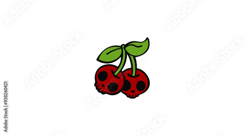 Vector illustration of cartoon cherry in the form of skulls
