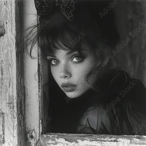 photo noir et blanc, portrait d'une femme élégante