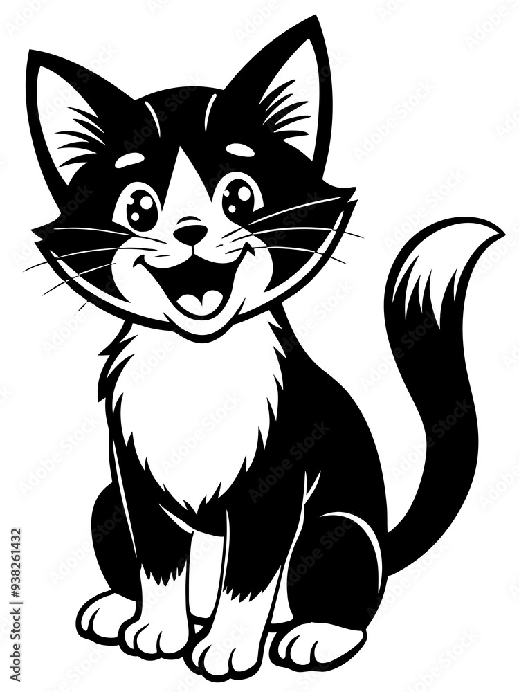 Black and white cat with white background generative AI. Black and white cat with white background generative AI.