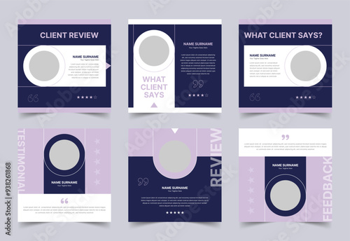 Client feedback or testimonial social media post, Customer Review banner, Testimonial banner
