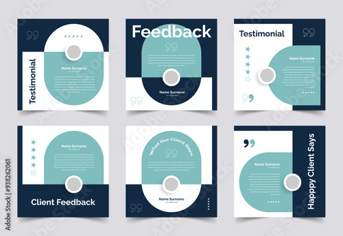 Customer Review Social Media Post Layouts, feedback or testimonial social media, square banner