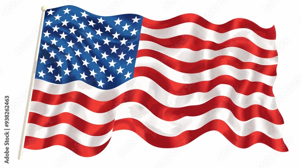 Waving American Flag Against a Scenic Background – Patriotic Symbolism for Celebrations and Advertising Waving American Flag Against a Scenic Background – Patriotic Symbolism for Celebrations and Advertising