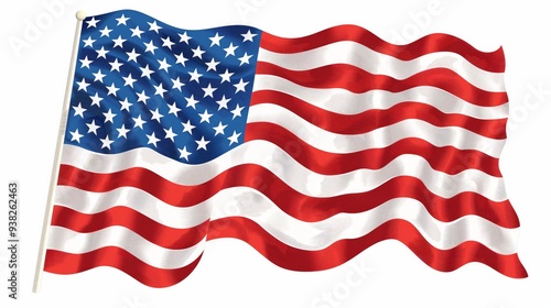 Waving American Flag Against a Scenic Background – Patriotic Symbolism for Celebrations and Advertising