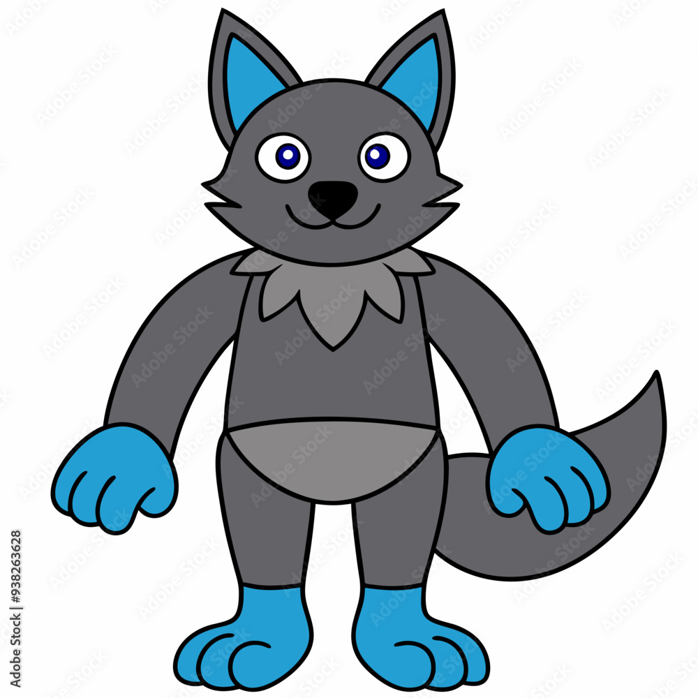 Full-Body Wolf with Human Features Vector Design art vector illustration Full-Body Wolf with Human Features Vector Design art vector illustration