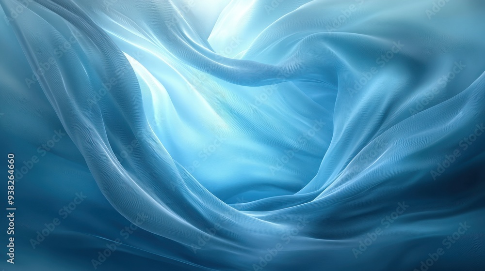 Obraz premium A blue and white fabric with a pattern of waves