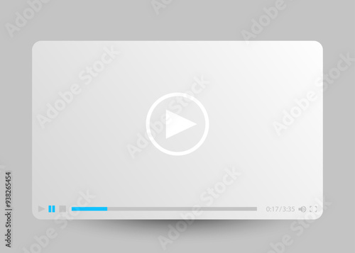 Flat white minimalistic video player template for web and mobile apps.