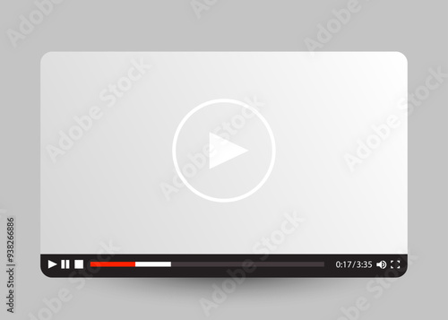 Flat white minimalistic video player template for web and mobile apps.