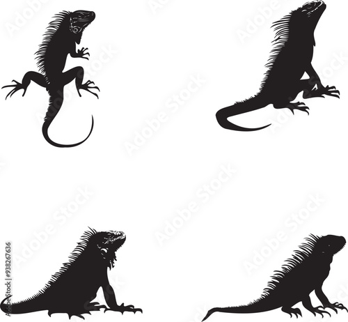 Silhouette of iguana vector on white background
