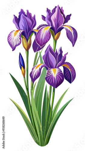 Wallpaper Mural iris flower isolated on white background, iris illustration, iris flower vector Torontodigital.ca
