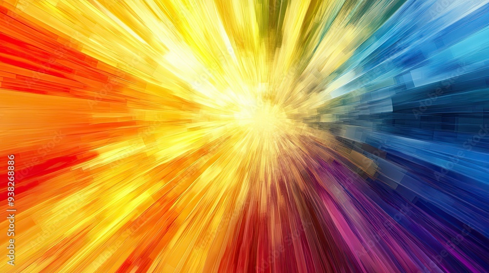 Radiant beams of color shooting outward, generating a vibrant and dynamic background full of energy. Radiant beams of color shooting outward, generating a vibrant and dynamic background full of energy.