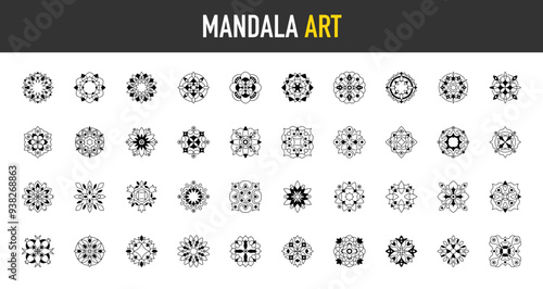 Simple mandala design collection. Vector floral mandala. Geometric ornamental mandalas. Decorative pattern in oriental style.