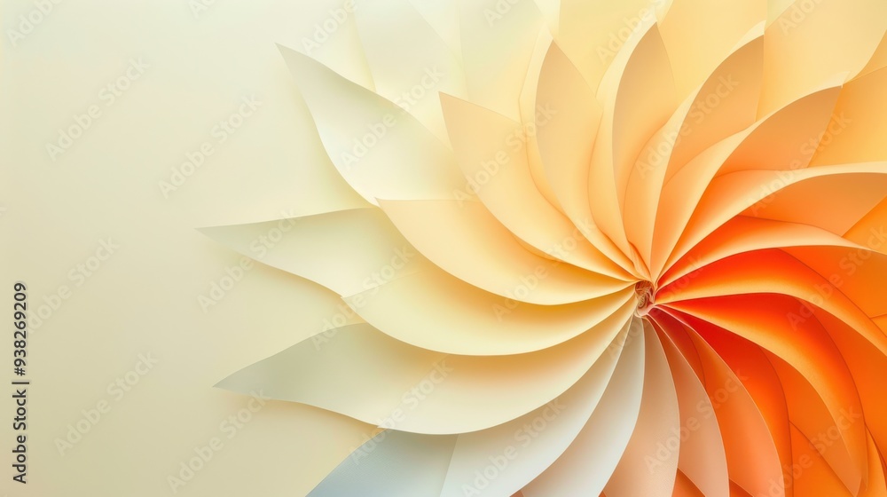 A beautifully crafted abstract paper flower in soft gradient colors of cream, beige, and orange. A beautifully crafted abstract paper flower in soft gradient colors of cream, beige, and orange.