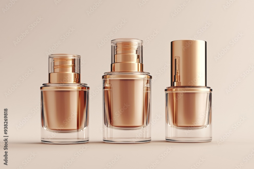 Luxurious cosmetic packaging bottles created with generative AI Luxurious cosmetic packaging bottles created with generative AI