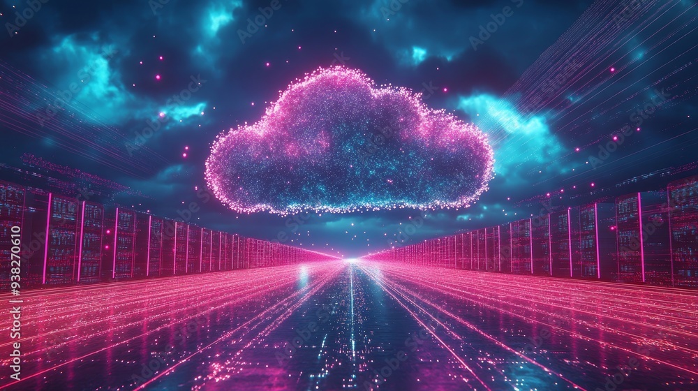 Cloud Computing interconnected servers data background Cloud Computing interconnected servers data background