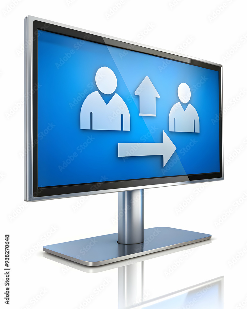 Screen Share Icon Symbolizing Virtual Meeting Isolated on White Background - Photo Stock Concept Screen Share Icon Symbolizing Virtual Meeting Isolated on White Background - Photo Stock Concept