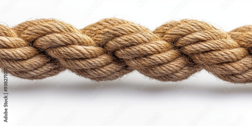 Close-up of a Twisted Brown Rope with Natural Fibers Close-up of a Twisted Brown Rope with Natural Fibers
