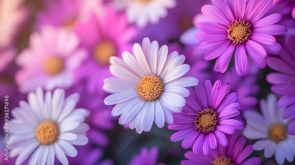 Fototapeta premium A cluster of aster flowers blooming