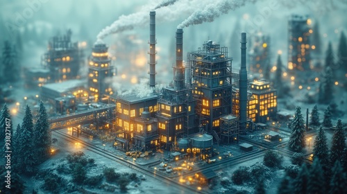 Wallpaper Mural Industrial Complex in Winter Wonderland Torontodigital.ca