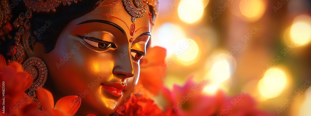 custom made wallpaper toronto digitalMagnificent Durga idol, navratri poster closeup of an indian goddess statue with blur background