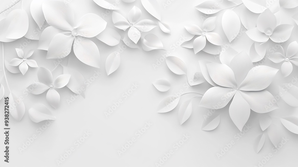 White Paper Flowers and Leaves Arrangement White Paper Flowers and Leaves Arrangement