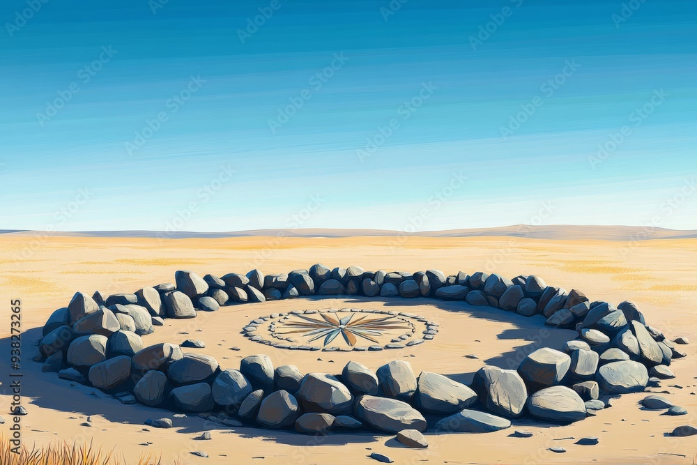 Fototapeta premium Medicine Wheel Sacred Circle Native American Spirituality Religion Spiritual Symbol