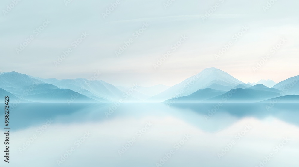 A mountain range is reflected in a body of water