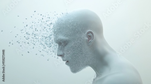 A man's face is shown with a lot of white and gray