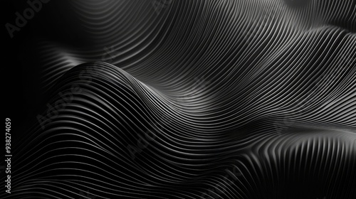 Wallpaper Mural A dynamic monochrome current with wavy lines and subtle shading, offering a sleek and modern visual effect. Torontodigital.ca