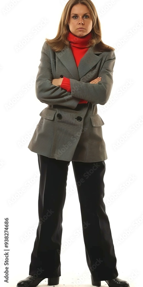 Professional Woman in Gray Blazer and Black Pants with Arms Crossed Professional Woman in Gray Blazer and Black Pants with Arms Crossed