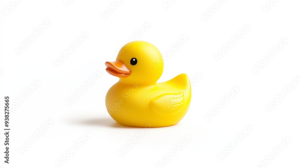 A yellow rubber duck toy isolated on a white background. A yellow rubber duck toy isolated on a white background.