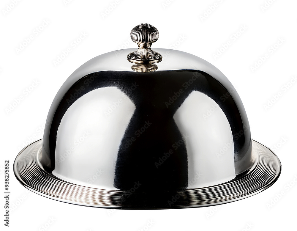 PNG cutout of a shimmering silver cloche PNG cutout of a shimmering silver cloche