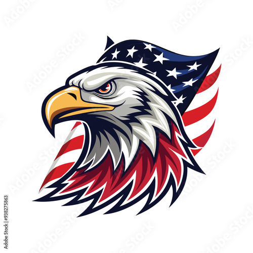 American Eagle Patriotic Logo. Eagle Head tshirt design and Star Logo
