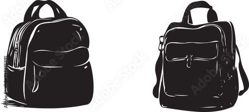 School bags silhouette vector on white background