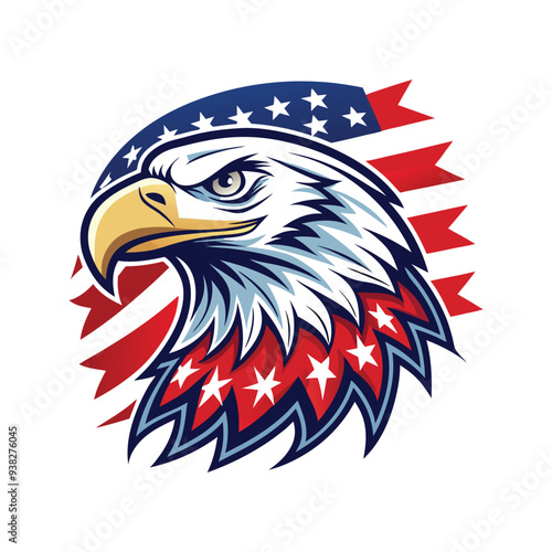 American Eagle Patriotic Logo. Eagle Head tshirt design and Star Logo
