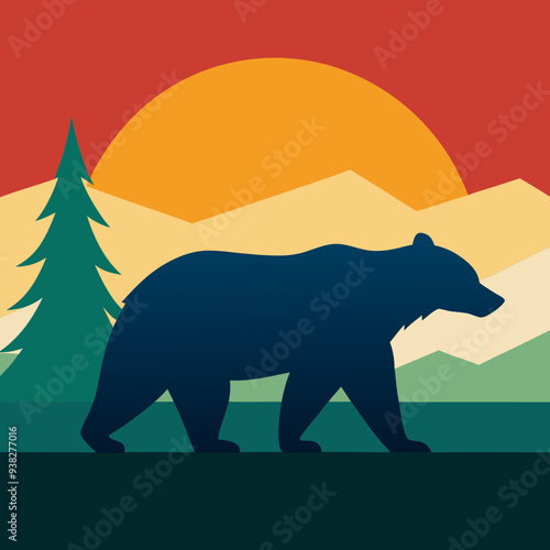 California Bear art vector illustration